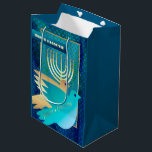 Happy Passover. Menorah and Peace Doves Medium Gift Bag<br><div class="desc">Happy Passover / Shalom at Pesach. Menorah and Peace Dove design with gold foil embellishments Passover Gift Paper Bags. Matching cards and gifts available in the Jewish Holidays / Passover Category of our store.</div>
