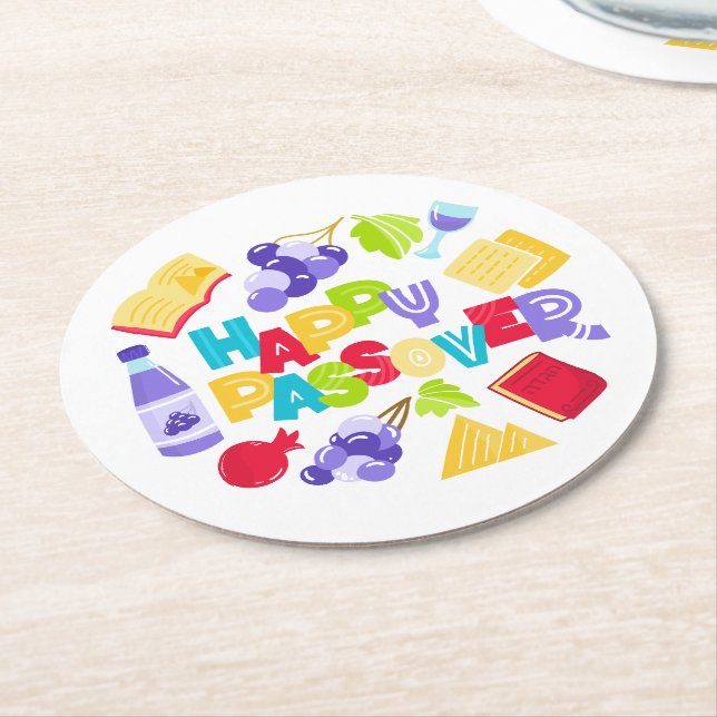 Happy Passover Paper Coaster (Angled)