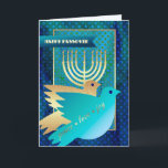 Happy Passover. Peace Doves and Menorah  Card<br><div class="desc">Happy Passover. Peace Doves and Menorah with gold foil embellishments customisable Passover Greeting Card. Matching cards and gifts available in the Jewish Holidays Category of our store.</div>