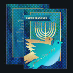 Happy Passover. Peace Doves and Menorah Card<br><div class="desc">Happy Passover. Elegant Festive Gold Foil Peace Doves and Menorah customisable Passover Flat Greeting Card. Matching cards and gifts available in the Jewish Holidays Category of our store.</div>