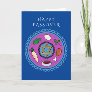 Happy Passover Pesach Seder plate Holiday Card