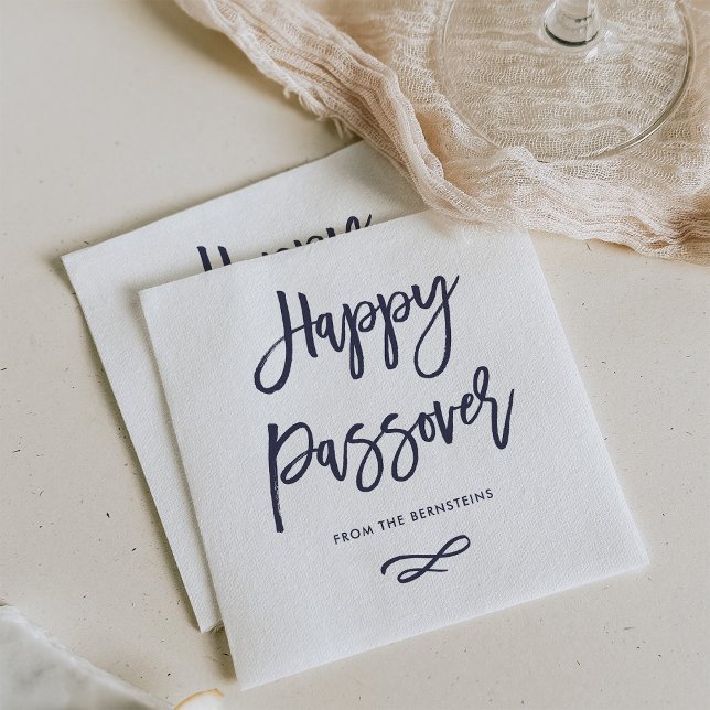Happy Passover | Simple Modern Blue and White Napkin (Creator Uploaded)