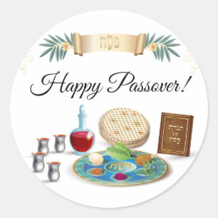 Happy Passover Spring Pesach Seder Classic Round Sticker