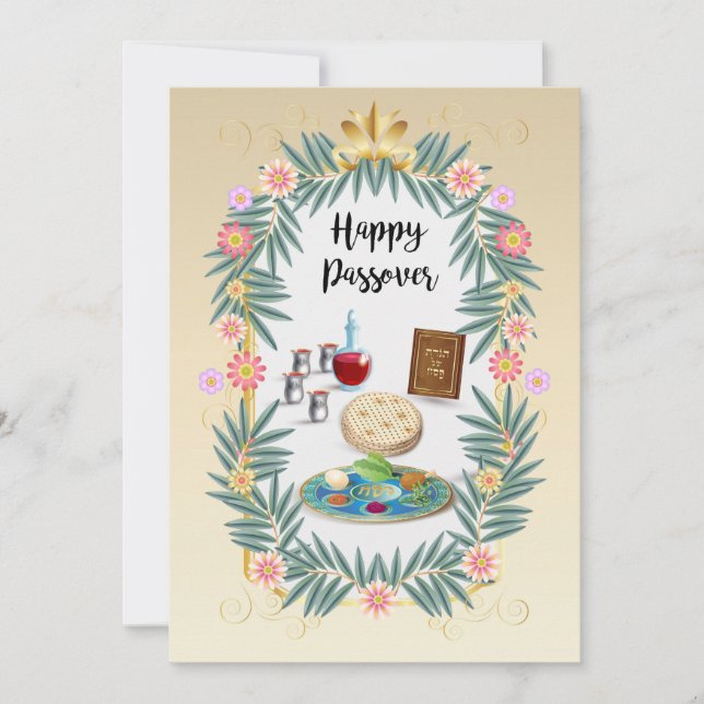 Happy Passover Spring Pesach Seder Holiday Card (Front)