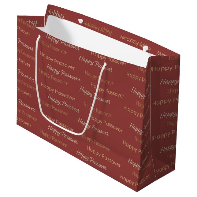 Happy Passover Typography Large Gift Bag (Front Angled)