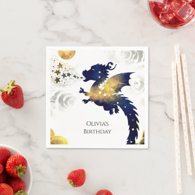 Happy Pastel Dragon Birthday Napkin (Insitu)