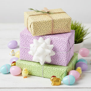 Happy Pastel Hand Drawn Polka Dots Easter Wrapping Paper Sheet