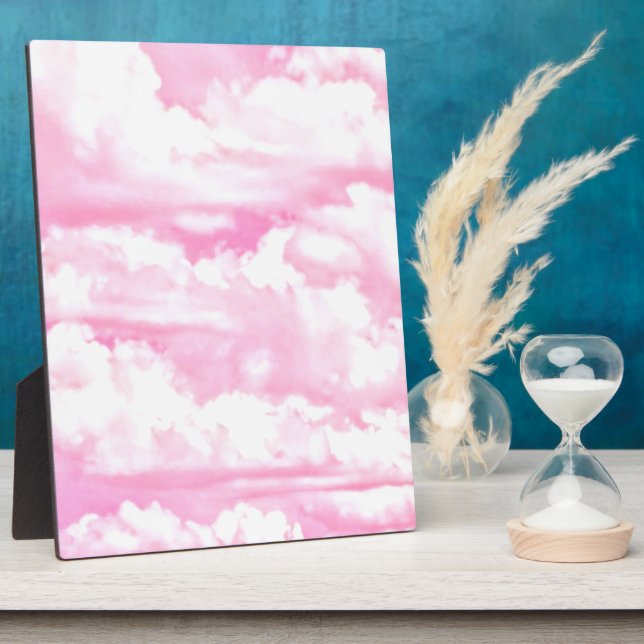 Happy Pastel Pink Clouds Plaque (Side)