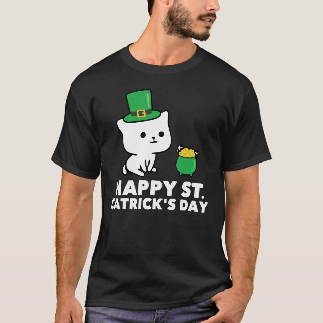 Happy Patrick S Day Cute Cat Cat Matching Tee (Front)