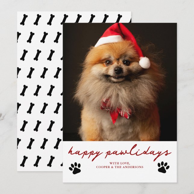 Happy Pawliday Pet Dog Photo Christmas  Holiday Card (Front/Back)