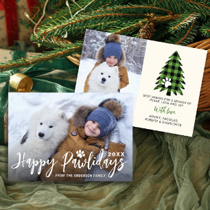 Happy Pawlidays 2 Photo Pet Dog Puppy Christmas Holiday Card