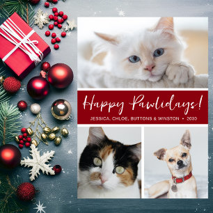 Happy Pawlidays 3 Photo Holiday Card