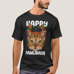 Happy Pawlidays Abyssinian Christmas Paw Cat Holid T-Shirt