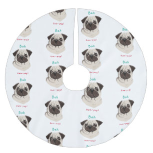 Happy Pawlidays Bah Hum-pug Brushed Polyester Tree Skirt
