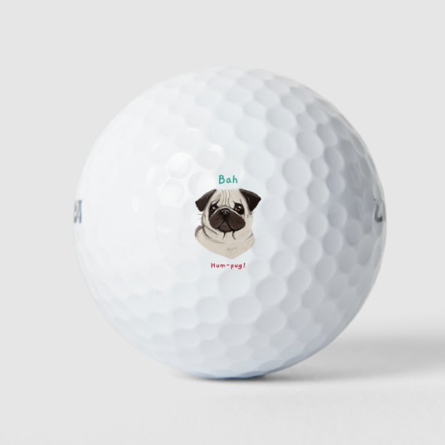 Happy Pawlidays Bah Hum-pug Golf Balls (Front)