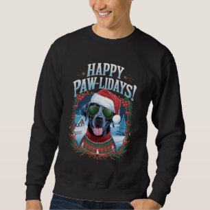 Happy Pawlidays Black Labrador Dog Merry Christmas Sweatshirt