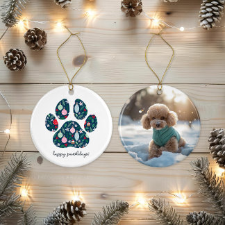 Happy Pawlidays Christmas Dog Lover Photo Ornament