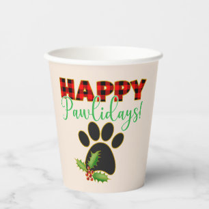 Happy Pawlidays   Christmas Gift for Dog Lover Paper Cups