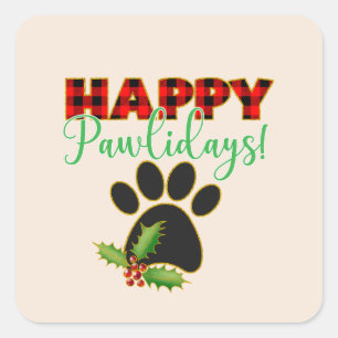 Happy Pawlidays   Christmas Gift for Dog Lover Square Sticker