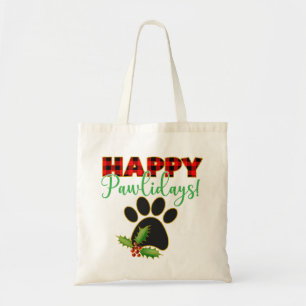 Happy Pawlidays Christmas Gift for Dog Lover Tote Bag