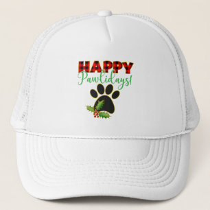 Happy Pawlidays Christmas Gift for Dog Lover Trucker Hat