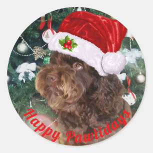 Happy Pawlidays Classic Round Sticker