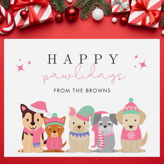 Happy Pawlidays Cute Dog Christmas Holiday Postcard (Creator Uploaded)