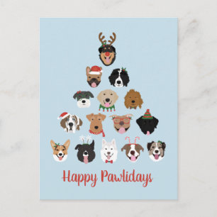 Happy Pawlidays Dog Christmas Tree Holiday Postcard