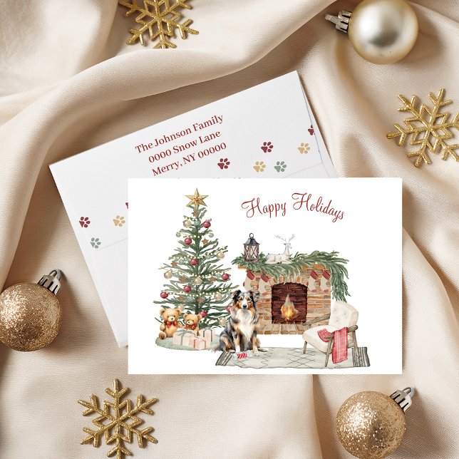 Happy Pawlidays Dog Design- Australian Shepherd Holiday Card (Creator Uploaded)