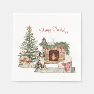 Happy Pawlidays Dog Design- Australian Shepherd Napkin