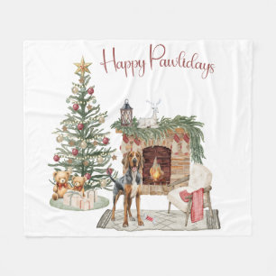 Happy Pawlidays Dog Design- Bloodhound Fleece Blanket