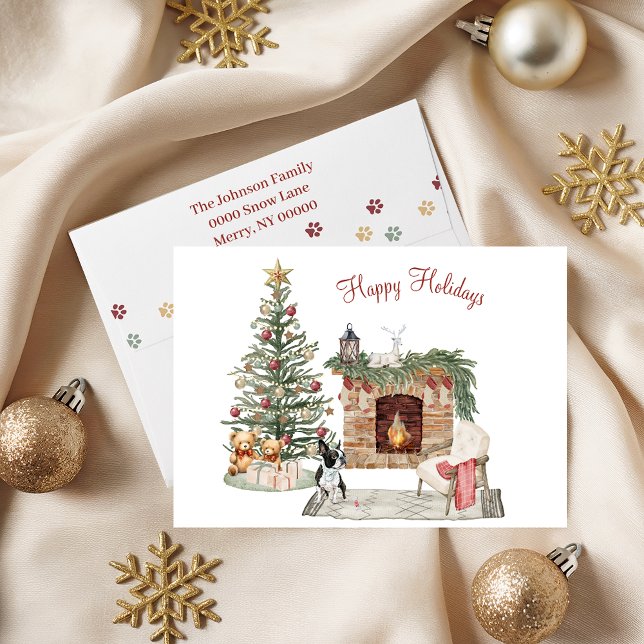 Happy Pawlidays Dog Design- Boston Terrier Holiday Card (Creator Uploaded)