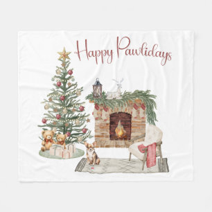 Happy Pawlidays Dog Design- Chihuahua Fleece Blanket