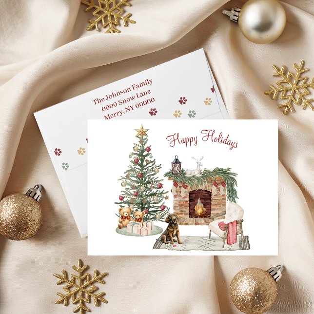 Happy Pawlidays Dog Design- Chocolate Labrador Holiday Card (Creator Uploaded)