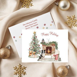 Happy Pawlidays Dog Design- Collie Holiday Card