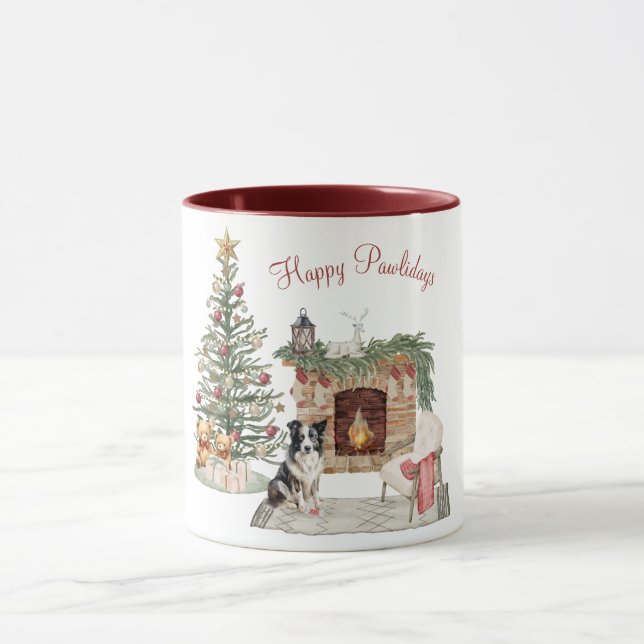 Happy Pawlidays Dog Design- Collie Mug (Center)