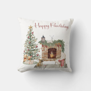 Happy Pawlidays Dog Design- French Bulldog Cushion