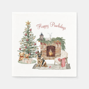 Happy Pawlidays Dog Design- German Shepherd Napkin
