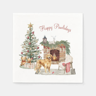 Happy Pawlidays Dog Design- Golden Retriever Napkin