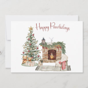 Happy Pawlidays Dog Design- Pug Holiday Card