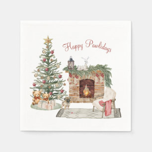 Happy Pawlidays Dog Design- Pug Napkin