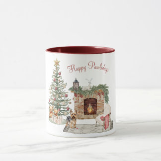 Happy Pawlidays Dog Design- Yorkie Mug