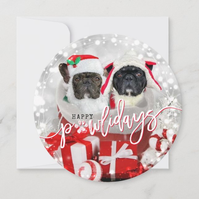 Happy Pawlidays Dog Holiday Photo (Front)