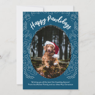 Happy Pawlidays Dog Pet Christmas Card Dark Blue
