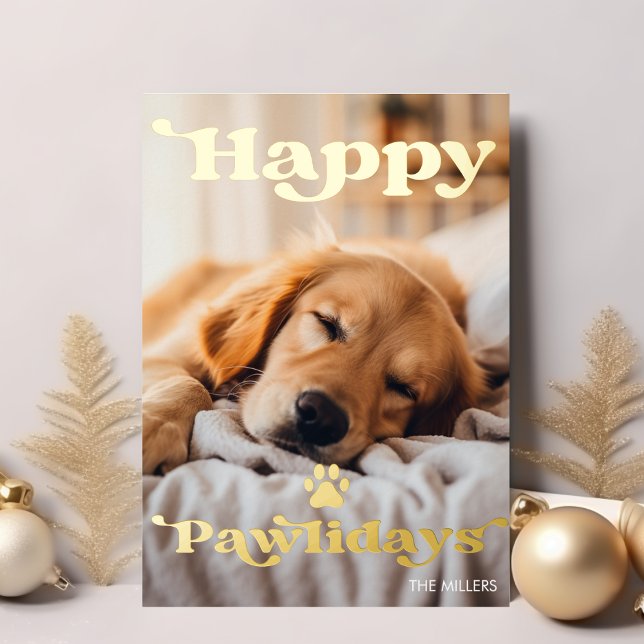 Happy Pawlidays Dog Pet Christmas Modern Retro (Happy Pawlidays Dog Pet Christmas Modern Retro Foil Holiday Card)