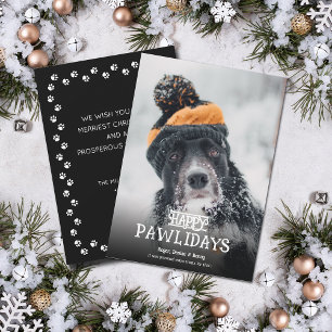 Happy Pawlidays Dog Photo Christmas Holiday Card