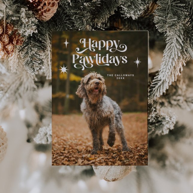 Happy Pawlidays Dog Photo Christmas Holiday Card (Creator Uploaded)