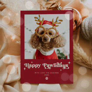 Happy Pawlidays Dog Photo Funny Christmas Holiday Card