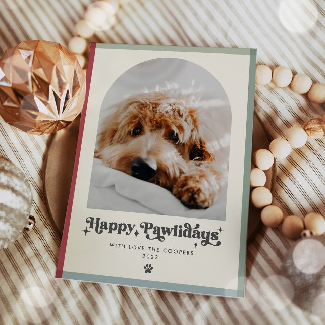 Happy Pawlidays Dog Photo Funny Christmas Holiday Card (Creator Uploaded)