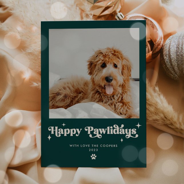 Happy Pawlidays Dog Photo Funny Christmas Holiday Card (Creator Uploaded)